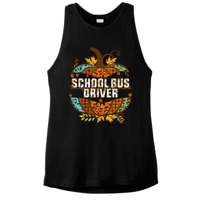 School Bus Driver Thankful Grateful Blessed Fall Pumpkin Gift Ladies PosiCharge Tri-Blend Wicking Tank