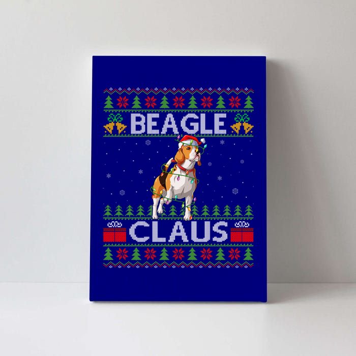 Santa Beagle Dog Xmas Lighting Ugly Beagle Christmas Gift Canvas