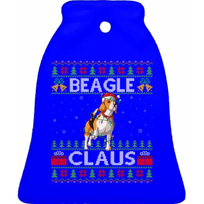 Santa Beagle Dog Xmas Lighting Ugly Beagle Christmas Gift Ceramic Bell Ornament