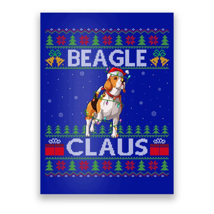 Santa Beagle Dog Xmas Lighting Ugly Beagle Christmas Gift Poster