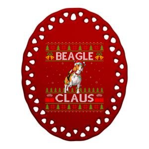 Santa Beagle Dog Xmas Lighting Ugly Beagle Christmas Gift Ceramic Oval Ornament