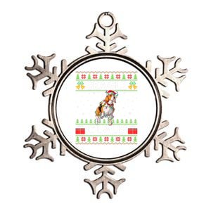 Santa Beagle Dog Xmas Lighting Ugly Beagle Christmas Gift Metallic Star Ornament