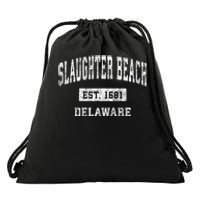 Slaughter Beach Delaware De Vintage Sports Established Drawstring Bag