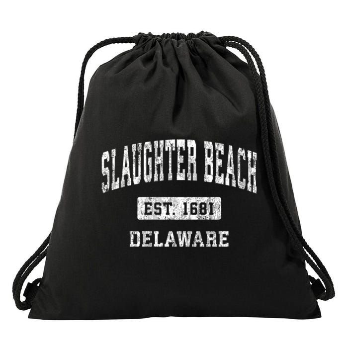 Slaughter Beach Delaware De Vintage Sports Established Drawstring Bag