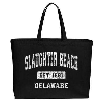 Slaughter Beach Delaware De Vintage Sports Established Cotton Canvas Jumbo Tote