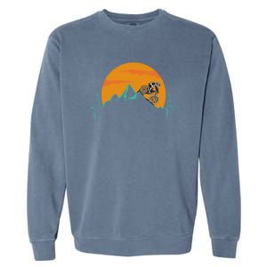 Sunset Biker Downhill Mtb Biking Mountain Bike Heartbeat Meaningful Gift Garment-Dyed Sweatshirt