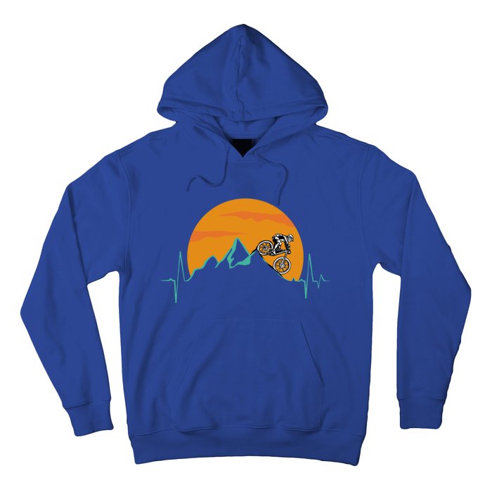 Sunset Biker Downhill Mtb Biking Mountain Bike Heartbeat Meaningful Gift Hoodie