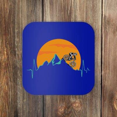 Sunset Biker Downhill Mtb Biking Mountain Bike Heartbeat Meaningful Gift Coaster