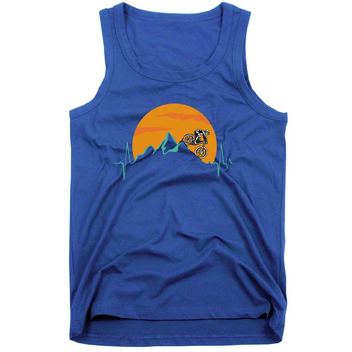 Sunset Biker Downhill Mtb Biking Mountain Bike Heartbeat Meaningful Gift Tank Top