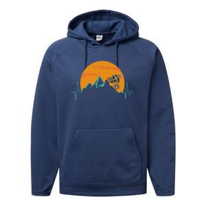 Sunset Biker Downhill Mtb Biking Mountain Bike Heartbeat Meaningful Gift Performance Fleece Hoodie