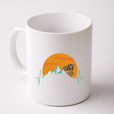 Sunset Biker Downhill Mtb Biking Mountain Bike Heartbeat Meaningful Gift Coffee Mug