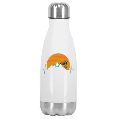 Sunset Biker Downhill Mtb Biking Mountain Bike Heartbeat Meaningful Gift Stainless Steel Insulated Water Bottle