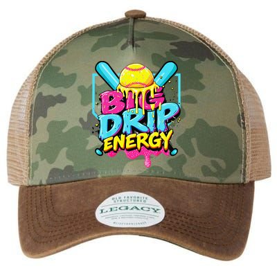 Softball Big Drip Energy Ice Cream Dripping Softball Legacy Tie Dye Trucker Hat