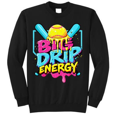 Softball Big Drip Energy Ice Cream Dripping Softball Sweatshirt