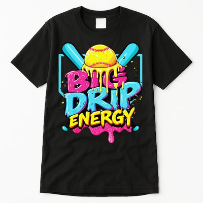 Softball Big Drip Energy Ice Cream Dripping Softball Tall T-Shirt