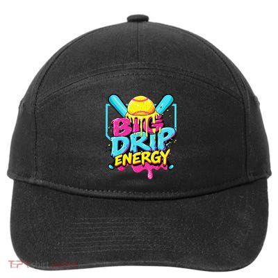Softball Big Drip Energy Ice Cream Dripping Softball 7-Panel Snapback Hat