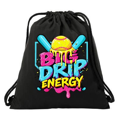 Softball Big Drip Energy Ice Cream Dripping Softball Drawstring Bag