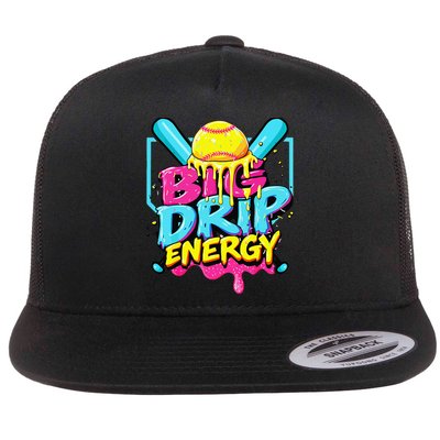 Softball Big Drip Energy Ice Cream Dripping Softball Flatbill Hat