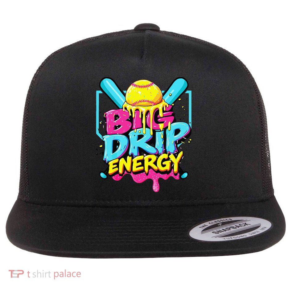 Softball Big Drip Energy Ice Cream Dripping Softball Flatbill Hat