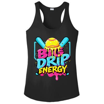 Softball Big Drip Energy Ice Cream Dripping Softball Ladies PosiCharge Competitor Racerback Tank