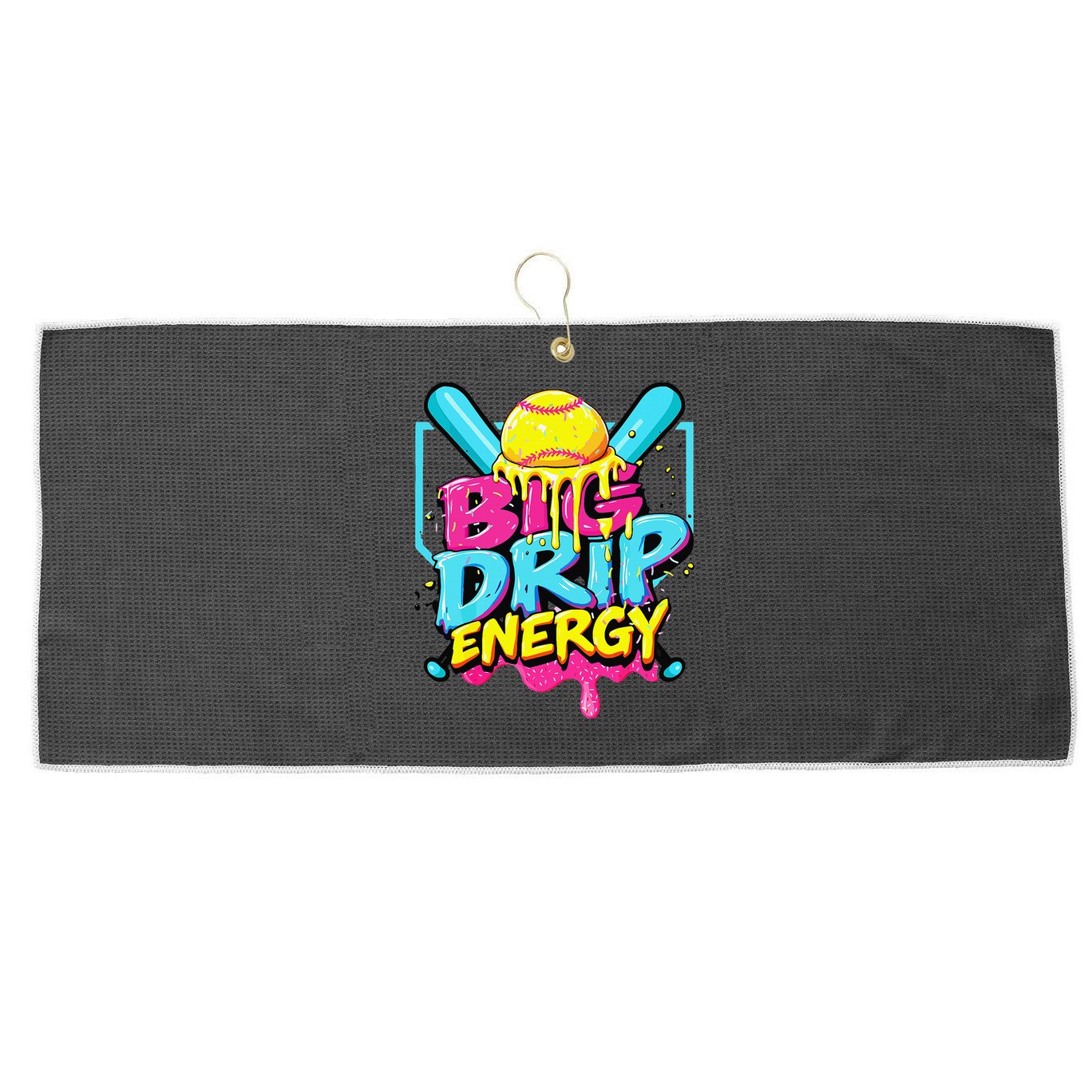 Softball Big Drip Energy Ice Cream Dripping Softball Large Microfiber Waffle Golf Towel