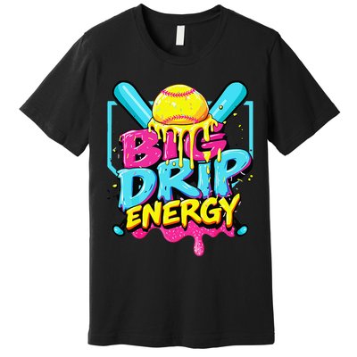 Softball Big Drip Energy Ice Cream Dripping Softball Premium T-Shirt