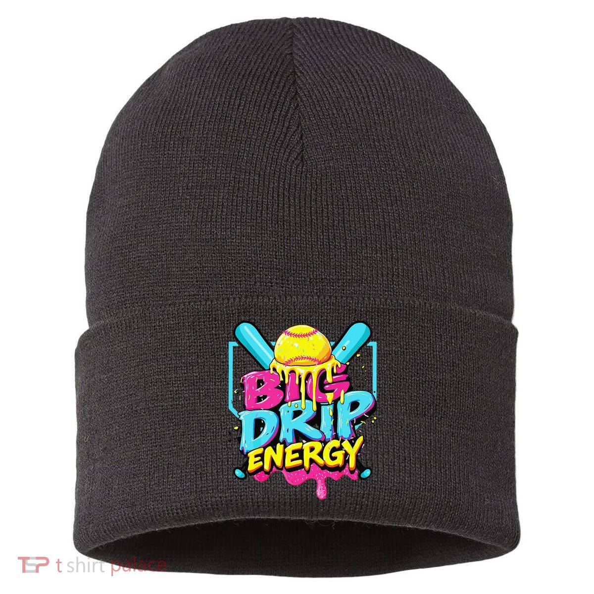 Softball Big Drip Energy Ice Cream Dripping Softball Sustainable Knit Beanie