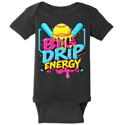 Softball Big Drip Energy Ice Cream Dripping Softball Baby Bodysuit
