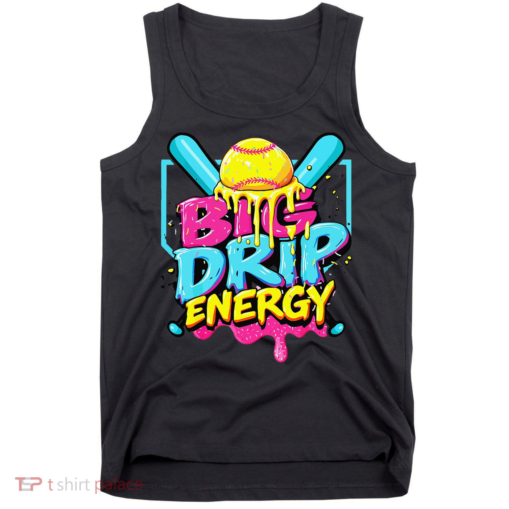 Softball Big Drip Energy Ice Cream Dripping Softball Tank Top