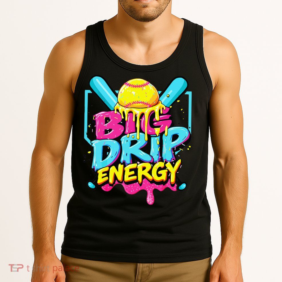 Softball Big Drip Energy Ice Cream Dripping Softball Tank Top