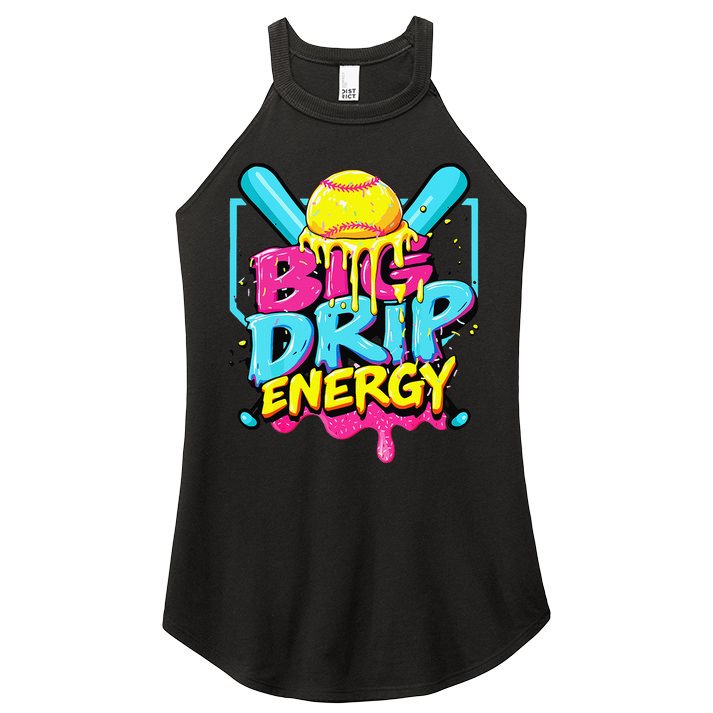 Softball Big Drip Energy Ice Cream Dripping Softball Women's Perfect Tri Rocker Tank