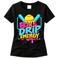 Softball Big Drip Energy Ice Cream Dripping Softball Womens T-Shirt