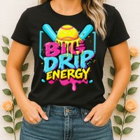 Softball Big Drip Energy Ice Cream Dripping Softball Womens T-Shirt