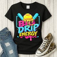 Softball Big Drip Energy Ice Cream Dripping Softball Womens T-Shirt