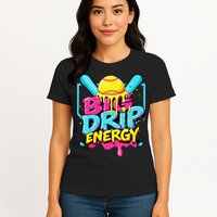 Softball Big Drip Energy Ice Cream Dripping Softball Womens T-Shirt