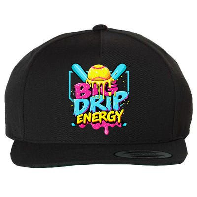 Softball Big Drip Energy Ice Cream Dripping Softball Wool Snapback Cap