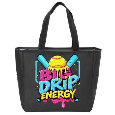 Softball Big Drip Energy Ice Cream Dripping Softball Zip Tote Bag