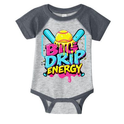 Softball Big Drip Energy Ice Cream Dripping Softball Infant Baby Jersey Bodysuit