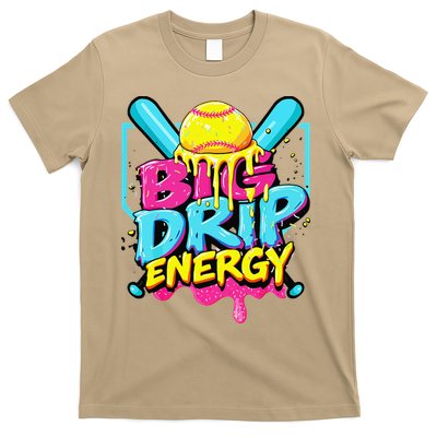 Softball Big Drip Energy Ice Cream Dripping Softball T-Shirt