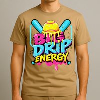 Softball Big Drip Energy Ice Cream Dripping Softball T-Shirt