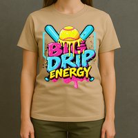 Softball Big Drip Energy Ice Cream Dripping Softball T-Shirt
