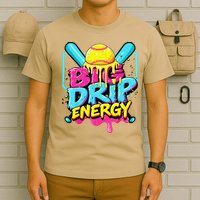 Softball Big Drip Energy Ice Cream Dripping Softball T-Shirt