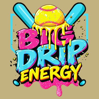 Softball Big Drip Energy Ice Cream Dripping Softball T-Shirt