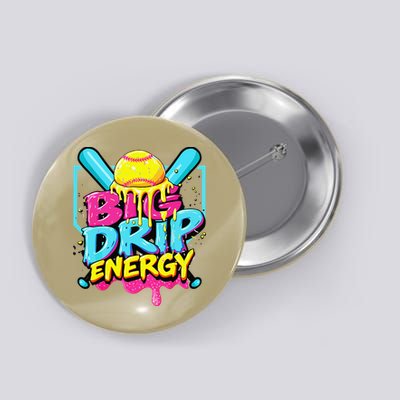 Softball Big Drip Energy Ice Cream Dripping Softball Button