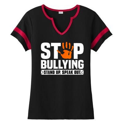 Stop Bullying Design Orange Stand Up Speak Out Unity Day Ladies Halftime Notch Neck Tee