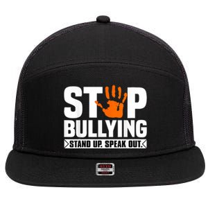 Stop Bullying Design Orange Stand Up Speak Out Unity Day 7 Panel Mesh Trucker Snapback Hat