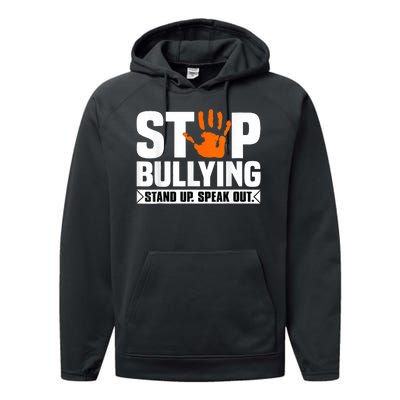 Stop Bullying Design Orange Stand Up Speak Out Unity Day Performance Fleece Hoodie