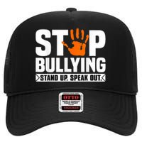 Stop Bullying Design Orange Stand Up Speak Out Unity Day High Crown Mesh Back Trucker Hat