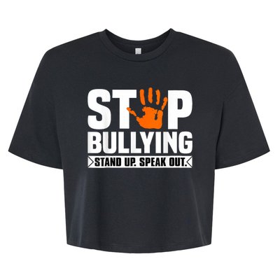 Stop Bullying Design Orange Stand Up Speak Out Unity Day Bella+Canvas Jersey Crop Tee