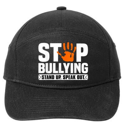 Stop Bullying Design Orange Stand Up Speak Out Unity Day 7-Panel Snapback Hat